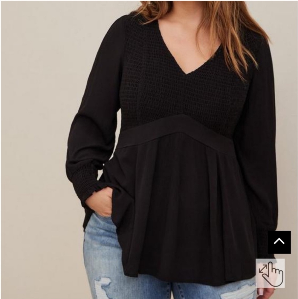 Torrid Black V-Neck Peplum Blouse
